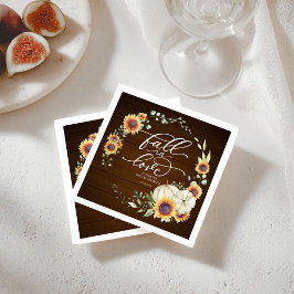 秋インラブグリーンリーサンフラワーズブライダルシャワー スタンダードカクテルナプキン