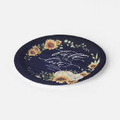 秋インラブグリーンリーサンフラワーズブライダルシャワー ペーパープレート (アングル)