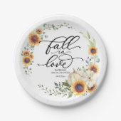 秋インラブグリーンリーサンフラワーズブライダルシャワー ペーパープレート (正面)