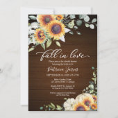 秋インラブグリーンリーサンフラワーズブライダルシャワー 招待状 (正面)