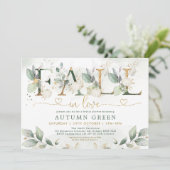 秋インラブグリーンリー金ゴールドパンプキンブライダルシャワー 招待状 (スタンド正面)