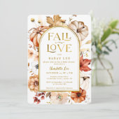 秋インラブゴールドフォイルアーチパンプキンベビーシャワー 招待状 (スタンド正面)
