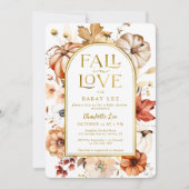 秋インラブゴールドフォイルアーチパンプキンベビーシャワー 招待状 (正面)
