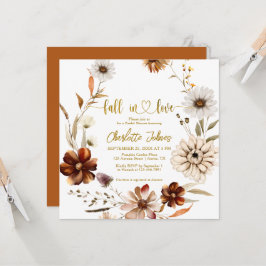 秋インラブゴールドフォイルテラコッタブライダルシャワー 招待状