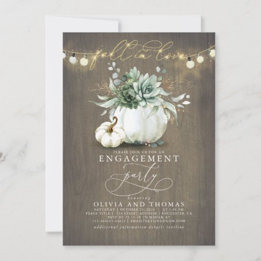 秋インラブサクラントカボチャ婚約パーティ 招待状 (正面)