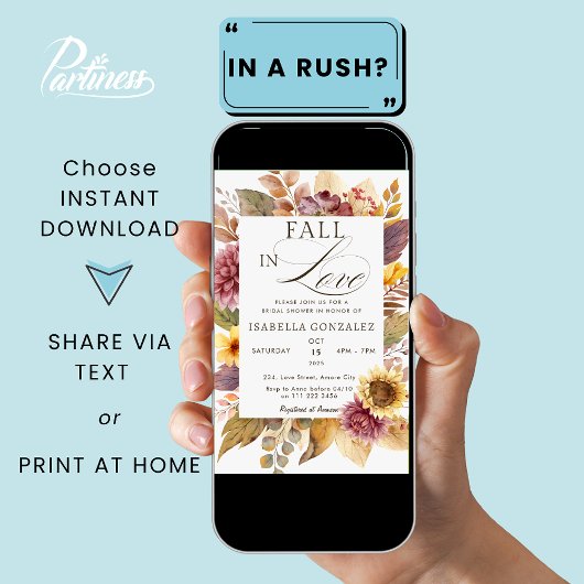 秋インラブサンフラワーオータムブライダルシャワー 招待状