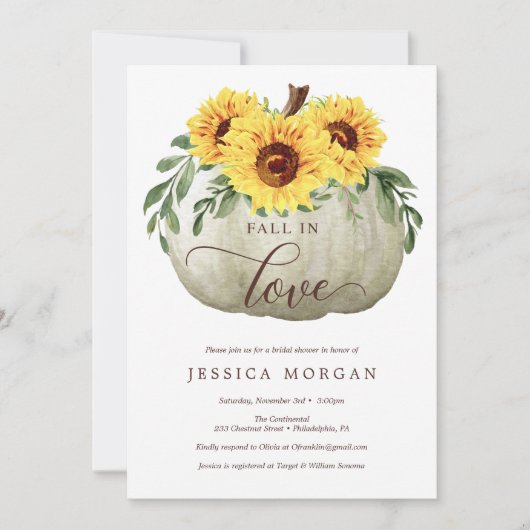 秋インラブサンフラワーズブライダルシャワー招待状 招待状 (正面)