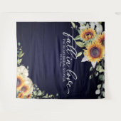 秋インラブサンフラワーズブライダルシャワー背景 タペストリー (正面(横))