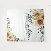 秋インラブサンフラワーズブライダルシャワー背景 タペストリー (正面(横))