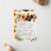 秋インラブサンフラワーパンプキンブライダルシャワー ノートカード (正面/裏面インサイチュ)