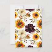 秋インラブサンフラワーパンプキンブライダルシャワー ノートカード (裏面)