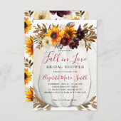 秋インラブサンフラワーパンプキンブライダルシャワー ノートカード (正面/裏面)
