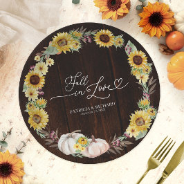 秋インラブサンフラワーパンプキ結婚ン ペーパープレート