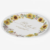 秋インラブサンフラワーパンプキ結婚ン ペーパープレート (アングル)