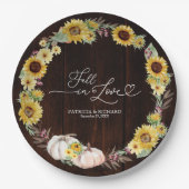 秋インラブサンフラワーパンプキ結婚ン ペーパープレート (正面)