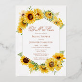秋インラブサンフラワーフローラ実在ブライダルシャワー 箔招待状 (正面)