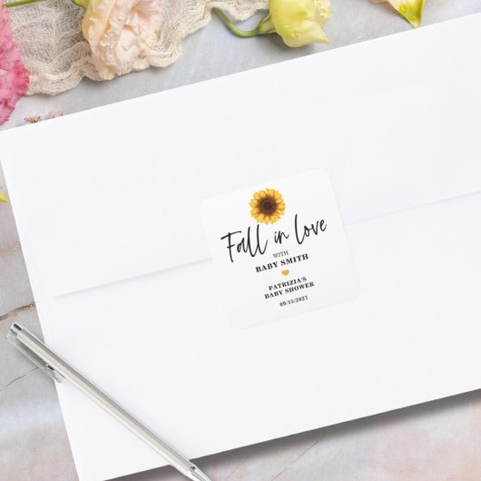 秋インラブサンフラワーベビーシャワー スクエアシール