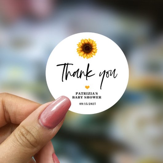 秋インラブサンフラワーベビーシャワー ラウンドシール