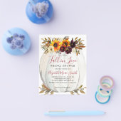 秋インラブサンフラワーレッドパンプキンブライダルシャワー チラシ (シングル)