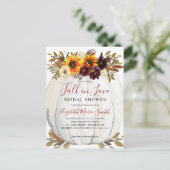 秋インラブサンフラワーレッドパンプキンブライダルシャワー ポストカード (スタンド正面)