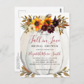 秋インラブサンフラワーレッドパンプキンブライダルシャワー ポストカード (正面/裏面)