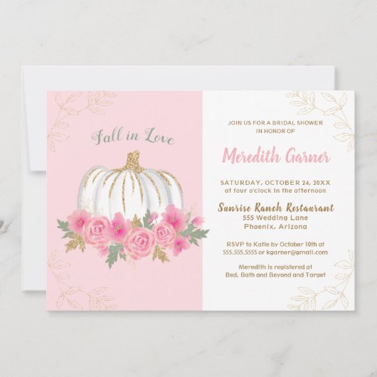 秋インラブシック秋カボチャブライダルシャワー 招待状 (正面)