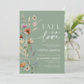 秋インラブセージグリーンワイルドフラワーブライダルシャワー 招待状 (スタンド正面)
