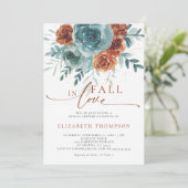 秋インラブティール（緑がかった色）テラコッタボホブライダルシャワー 招待状 (スタンド正面)