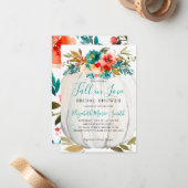 秋インラブティール(緑がかった色)フローラパンプキンブライダルシャワー ノートカード (正面/裏面インサイチュ)