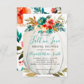 秋インラブティール(緑がかった色)フローラパンプキンブライダルシャワー ノートカード (正面/裏面)