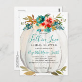 秋インラブティール（緑がかった色）フローラパンプキンブライダルシャワー ポストカード (正面/裏面)