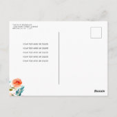 秋インラブティール（緑がかった色）フローラパンプキンブライダルシャワー ポストカード (裏面)