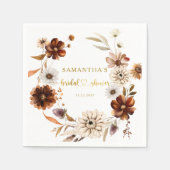 秋インラブテラコッタゴールドフォイルブライダルシャワー スタンダードカクテルナプキン (正面)