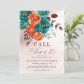 秋インラブテラコッタティール(緑がかった色)ボホブライダルシャワー 招待状 (スタンド正面)