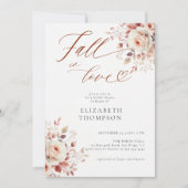 秋インラブテラコッタバラ素朴ブライダルシャワー 招待状 (正面)