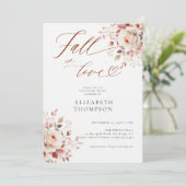 秋インラブテラコッタバラ素朴ブライダルシャワー 招待状 (スタンド正面)