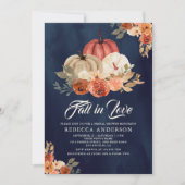 秋インラブテラコッタパンプキンネイビーブライダルシャワー 招待状 (正面)