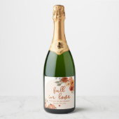 秋インラブテラコッタパンプキンブライダルシャワー スパークリングワインラベル (正面)