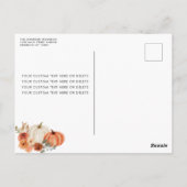 秋インラブテラコッタパンプキンブライダルシャワー ポストカード (裏面)