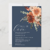 秋インラブテラコッタフローラブルーブライダルシャワー 招待状 (正面)