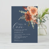 秋インラブテラコッタフローラブルーブライダルシャワー 招待状 (スタンド正面)