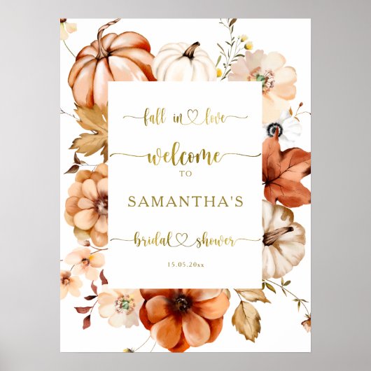秋インラブテラコッタブライダルシャワーウェルカムサイン ポスター (正面)