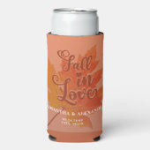 秋インラブテラコッタメープルリーフ結婚式の引き出物 スリム缶クーラー (Seltzer正面)