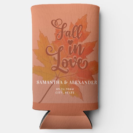 秋インラブテラコッタメープルリーフ結婚式の引き出物 スリム缶クーラー (正面)