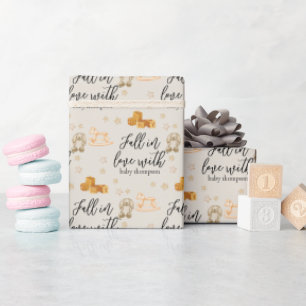 秋インラブニュートラルベビーシャワーカスタム ラッピングペーパー