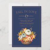 秋インラブネイビーブルーオータムカボチャ結婚ンス 招待状 (正面)