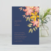 秋インラブネイビーブルー秋紅葉結婚 招待状 (スタンド正面)