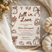 秋インラブハンドドロードドードルコージーブライダルシャワー 招待状