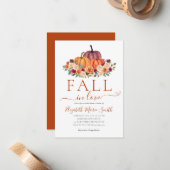 秋インラブハートフローラパンプキンブライダルシャワー ノートカード (正面/裏面インサイチュ)