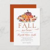 秋インラブハートフローラパンプキンブライダルシャワー ノートカード (正面/裏面)